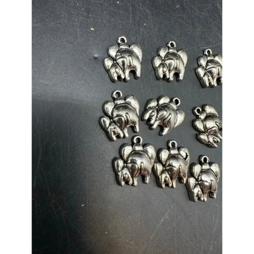 Elephant Rear Ends Adult & Child Charms Pendants Lot of 9 Silver tone 5/8
